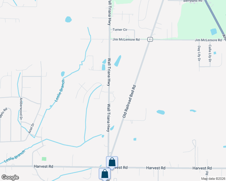map of restaurants, bars, coffee shops, grocery stores, and more near 9445 Wall Triana Highway in Harvest