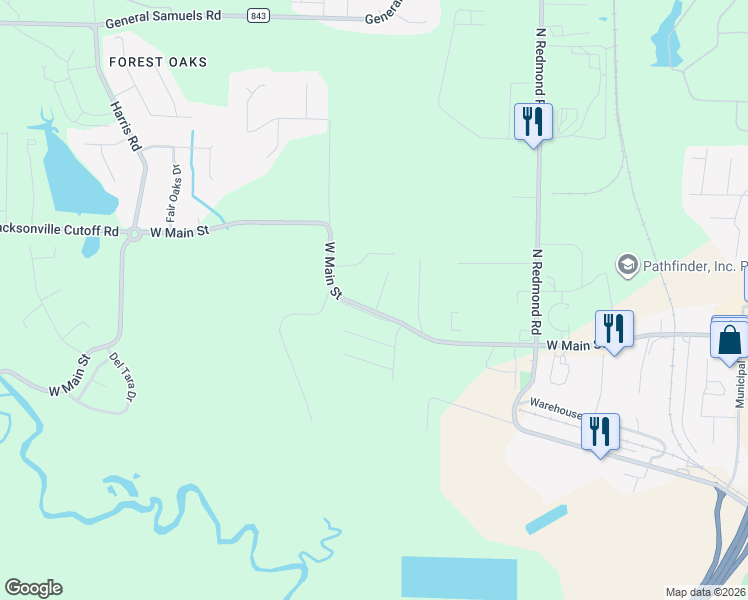 map of restaurants, bars, coffee shops, grocery stores, and more near 3002 West Main Street in Jacksonville