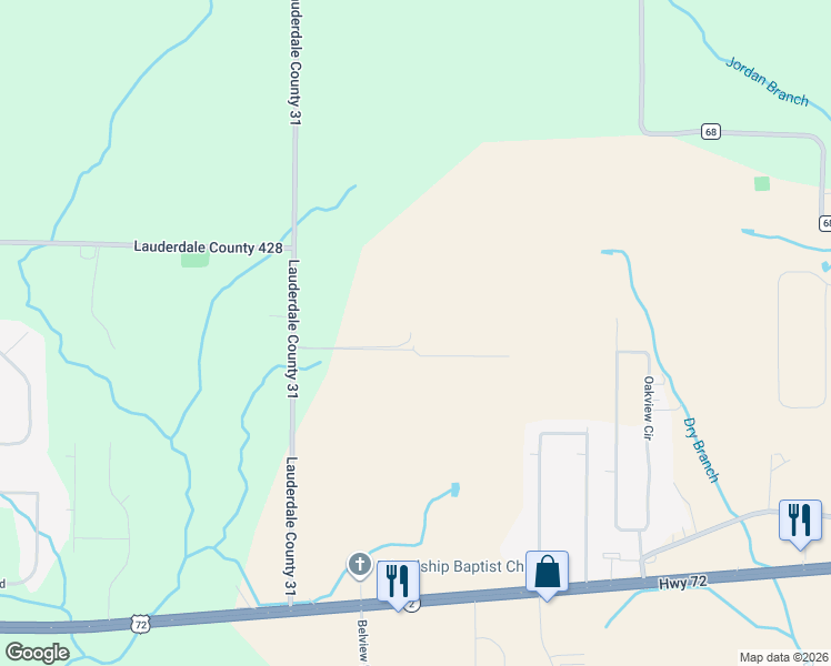 map of restaurants, bars, coffee shops, grocery stores, and more near 4524 County Road 31 in Killen