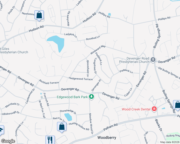 map of restaurants, bars, coffee shops, grocery stores, and more near 200 Bloomfield Lane in Greer
