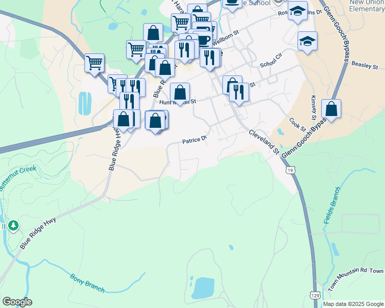 map of restaurants, bars, coffee shops, grocery stores, and more near 496 Emory Circle in Blairsville