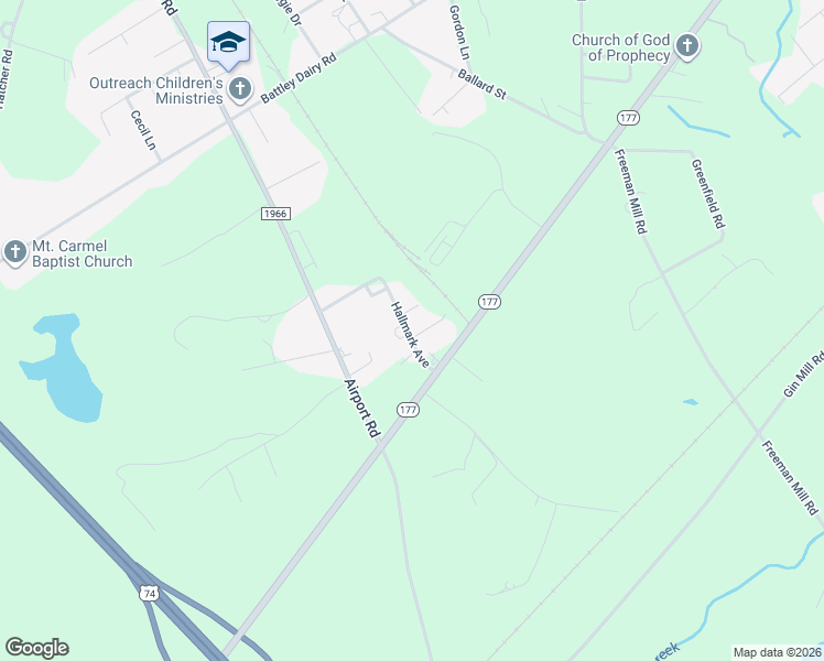 map of restaurants, bars, coffee shops, grocery stores, and more near 155 Hallmark Avenue in Hamlet