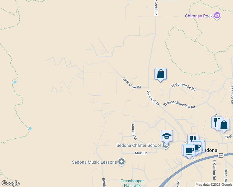 map of restaurants, bars, coffee shops, grocery stores, and more near 144 Raven Dr in Sedona