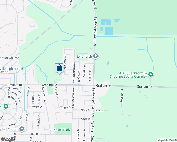 map of restaurants, bars, coffee shops, grocery stores, and more near 305 Boston Street in Jacksonville