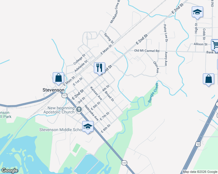 map of restaurants, bars, coffee shops, grocery stores, and more near 507 4th Street in Stevenson