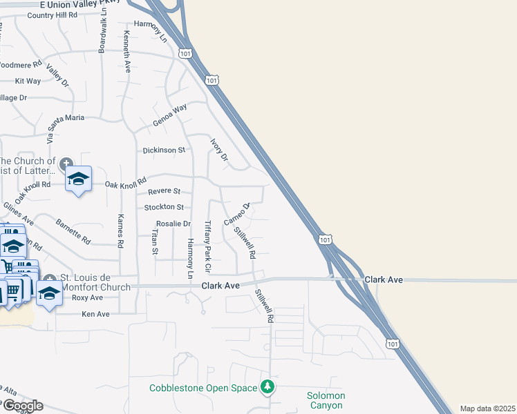 map of restaurants, bars, coffee shops, grocery stores, and more near 4640 Cameo Drive in Santa Maria