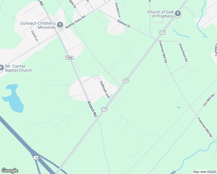 map of restaurants, bars, coffee shops, grocery stores, and more near 155 Hallmark Avenue in Hamlet