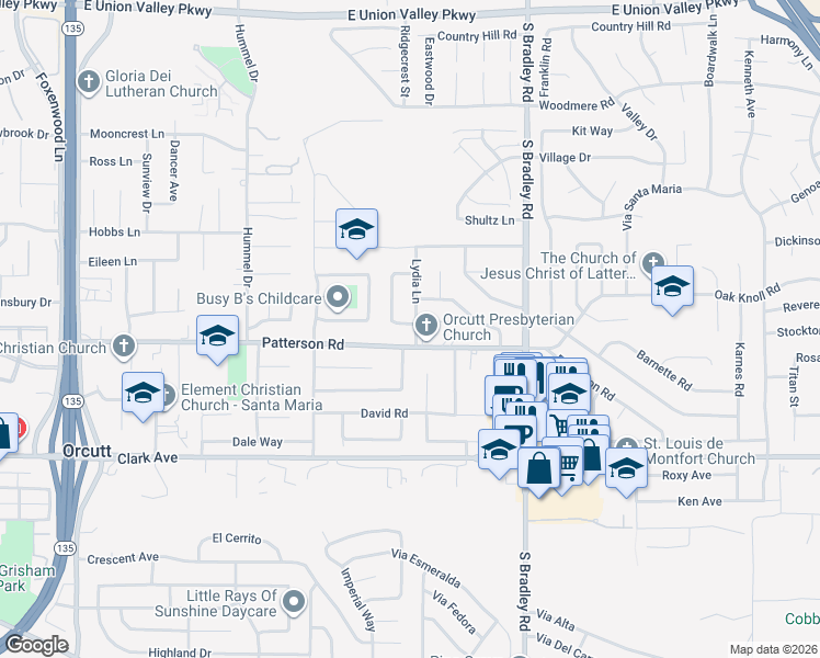 map of restaurants, bars, coffee shops, grocery stores, and more near 4695 Marlene Drive in Santa Maria