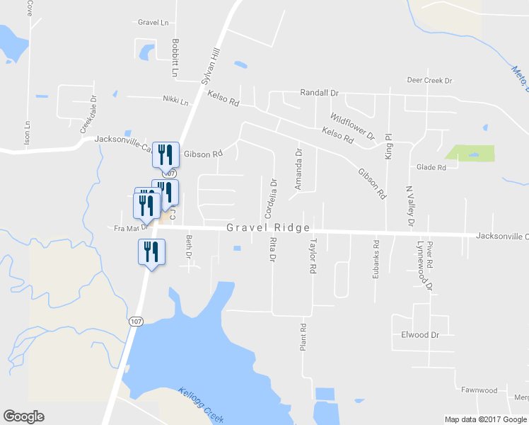 map of restaurants, bars, coffee shops, grocery stores, and more near 117 Cordelia Drive in Jacksonville