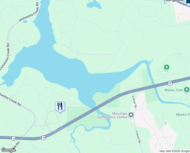 map of restaurants, bars, coffee shops, grocery stores, and more near Meeks Road in Blairsville