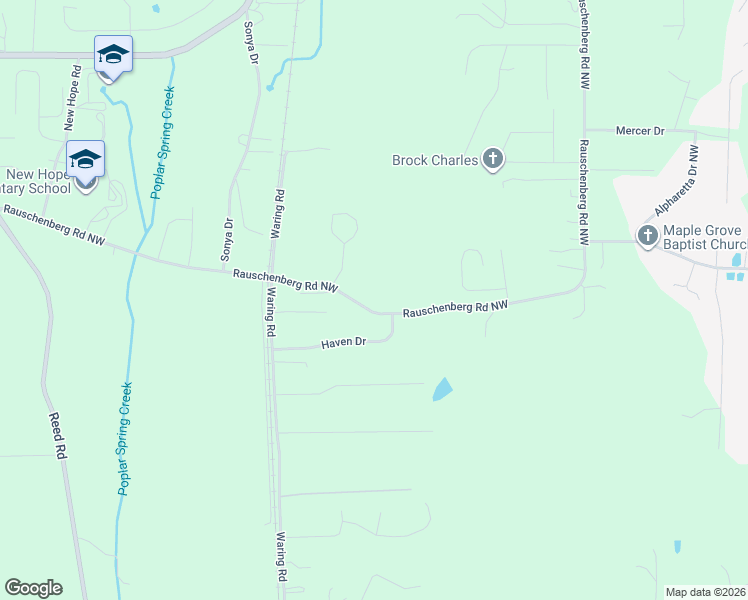 map of restaurants, bars, coffee shops, grocery stores, and more near 3015 Rauschenberg Road Northwest in Dalton