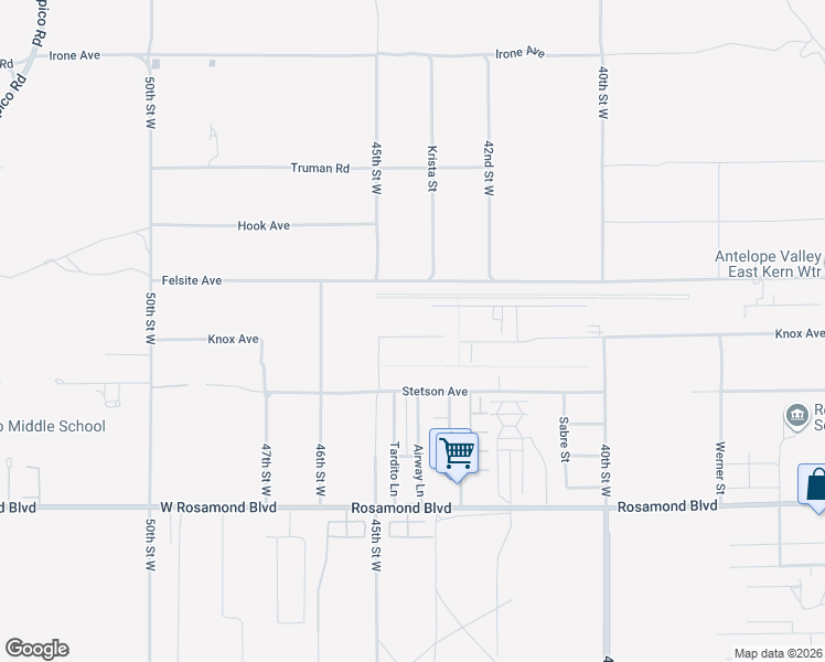 map of restaurants, bars, coffee shops, grocery stores, and more near 4431 Knox Avenue in Rosamond