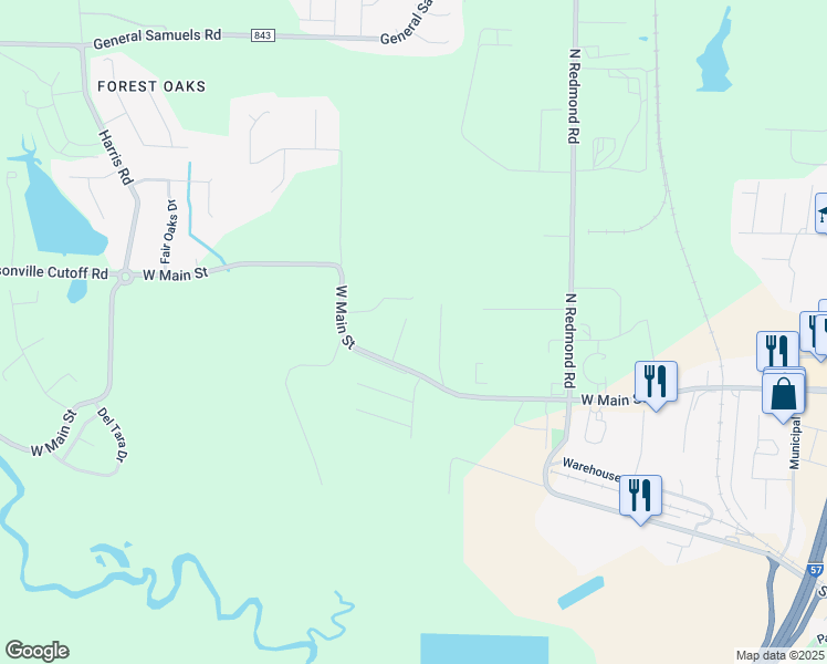 map of restaurants, bars, coffee shops, grocery stores, and more near 7 Shady Lane in Jacksonville