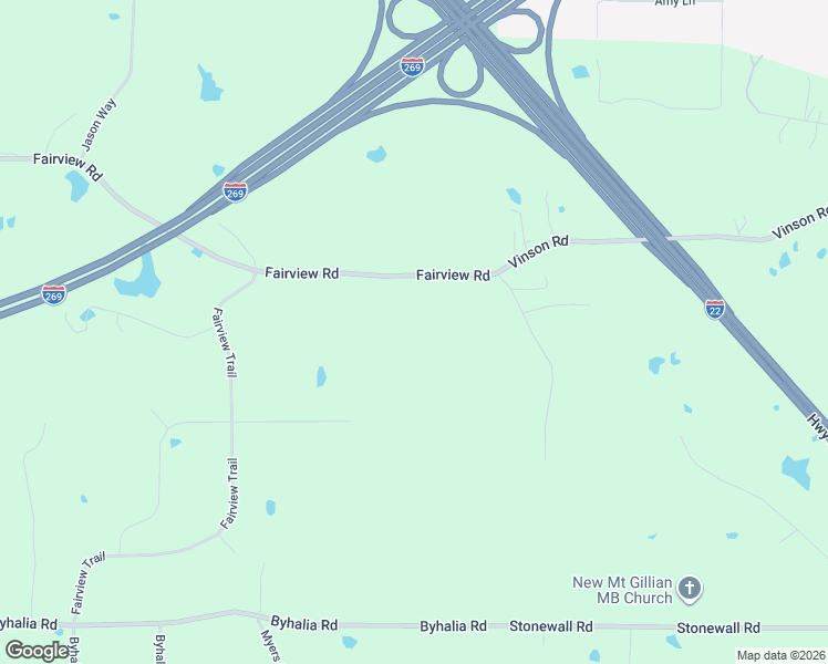 map of restaurants, bars, coffee shops, grocery stores, and more near 14999 Fairview Road in Byhalia