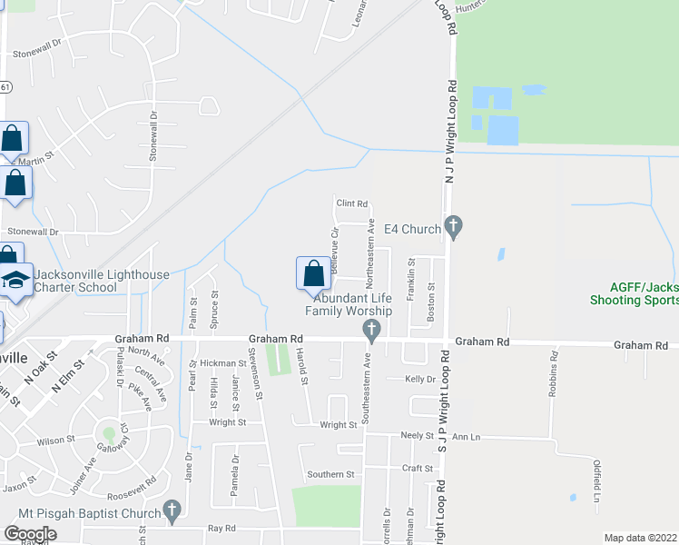 map of restaurants, bars, coffee shops, grocery stores, and more near 111 Bellevue Circle in Jacksonville