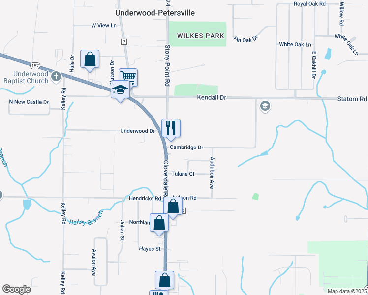 map of restaurants, bars, coffee shops, grocery stores, and more near 133 Cambridge Drive in Florence