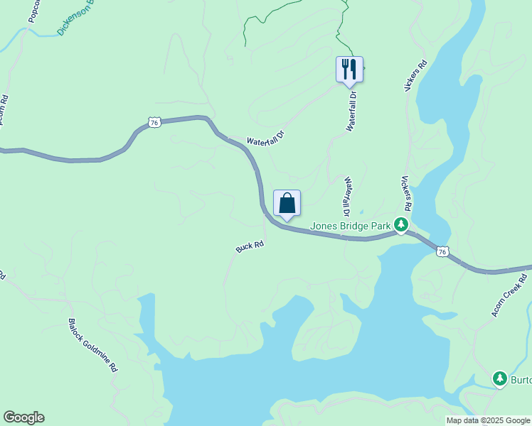 map of restaurants, bars, coffee shops, grocery stores, and more near 2 Buck Road in Clayton
