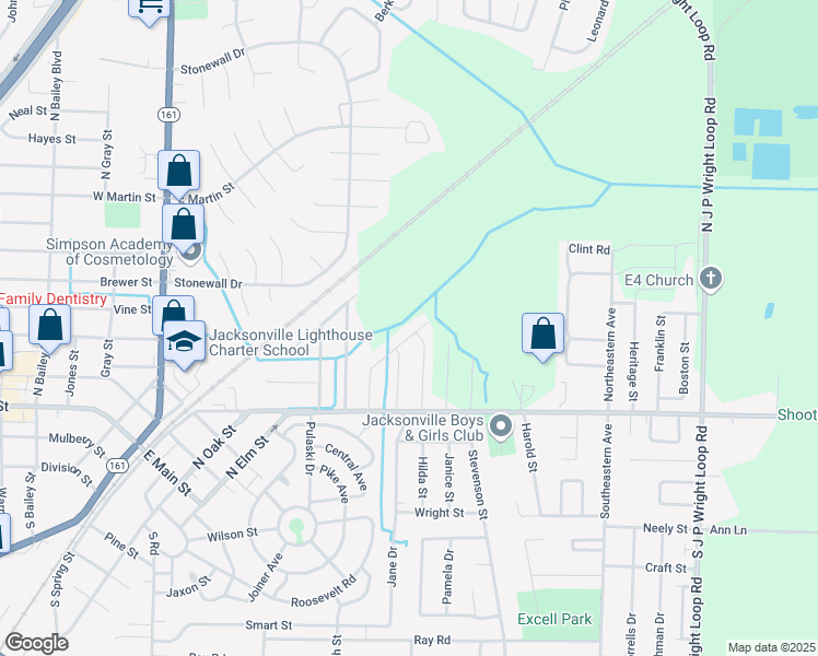 map of restaurants, bars, coffee shops, grocery stores, and more near 401 Westwood Drive in Jacksonville