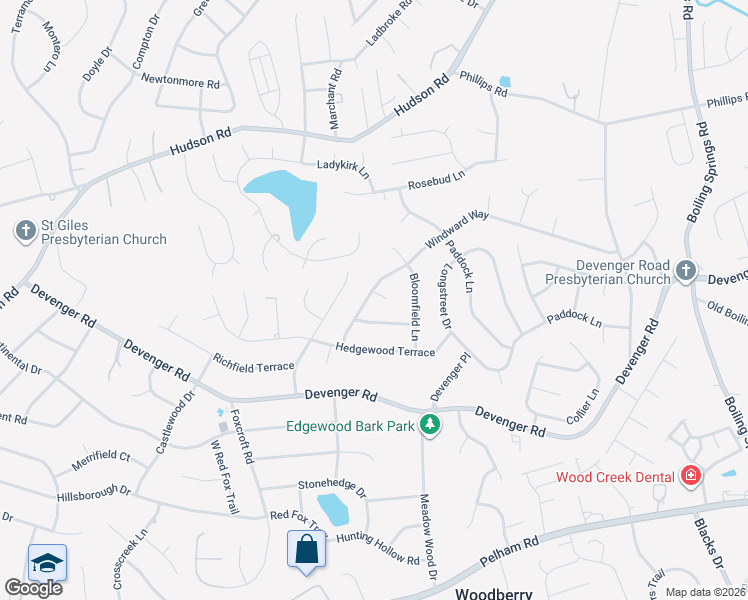map of restaurants, bars, coffee shops, grocery stores, and more near 106 Leewood Terrace in Greer