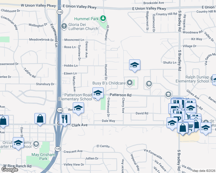map of restaurants, bars, coffee shops, grocery stores, and more near 4654 Hummel Drive in Santa Maria