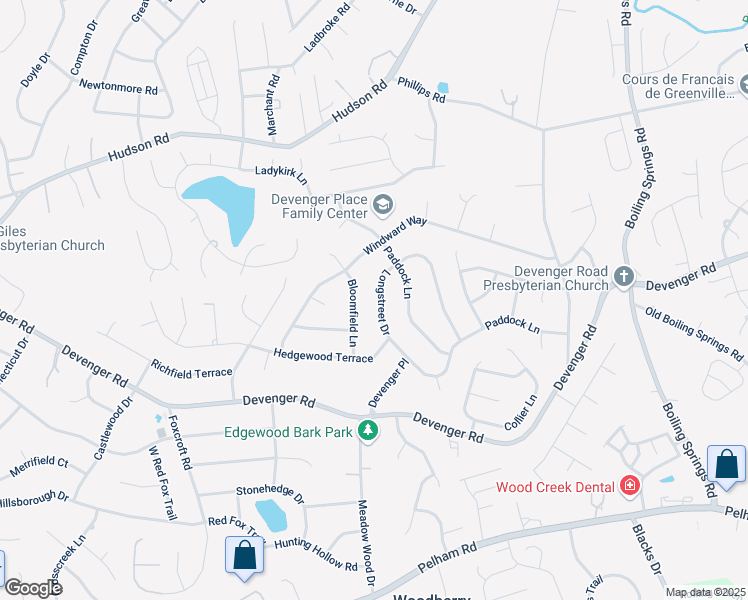 map of restaurants, bars, coffee shops, grocery stores, and more near 214 Bloomfield Lane in Greer