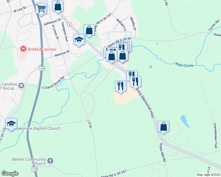map of restaurants, bars, coffee shops, grocery stores, and more near 144 Aspen Way in Pickens