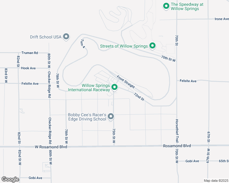 map of restaurants, bars, coffee shops, grocery stores, and more near 3500 75th Street West in Rosamond