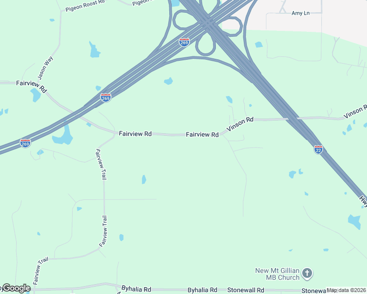 map of restaurants, bars, coffee shops, grocery stores, and more near 14875-14999 Fairview Road in Byhalia