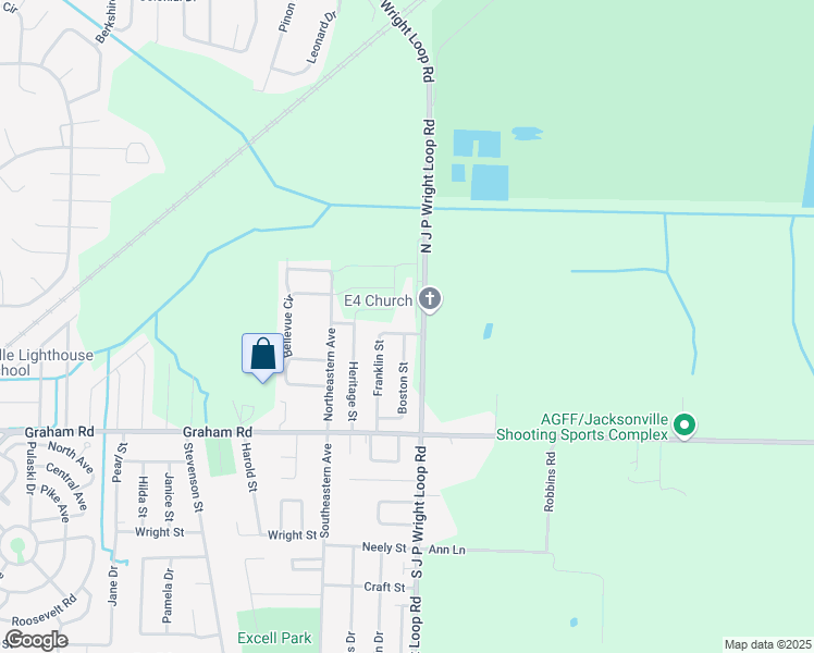 map of restaurants, bars, coffee shops, grocery stores, and more near 605 Franklin Street in Jacksonville
