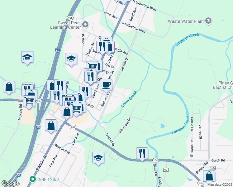 map of restaurants, bars, coffee shops, grocery stores, and more near 175 Church Street in Trenton