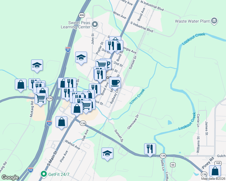 map of restaurants, bars, coffee shops, grocery stores, and more near 136 Montague Street in Trenton
