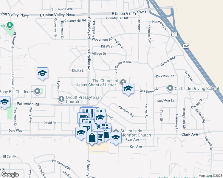 map of restaurants, bars, coffee shops, grocery stores, and more near 4620 Via Nina in Santa Maria