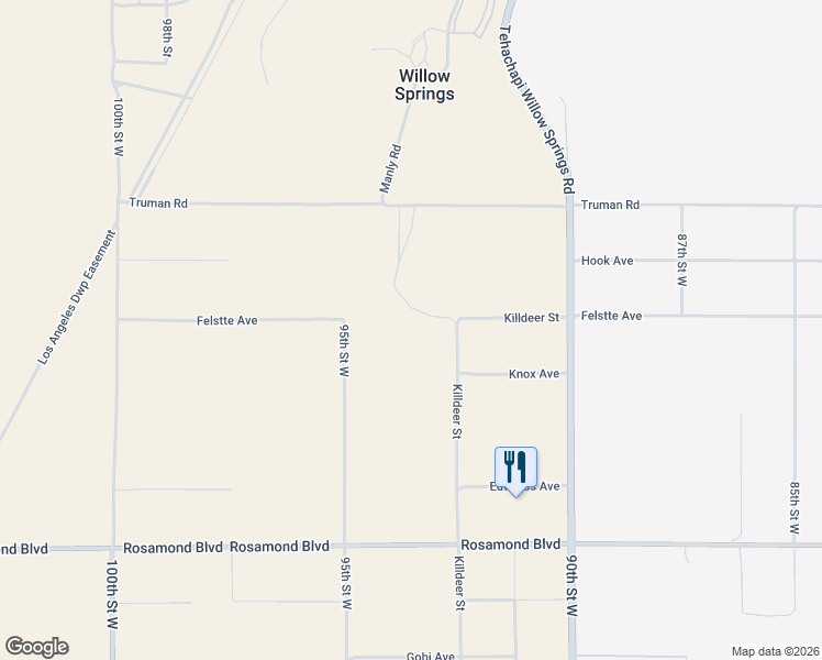 map of restaurants, bars, coffee shops, grocery stores, and more near in Rosamond