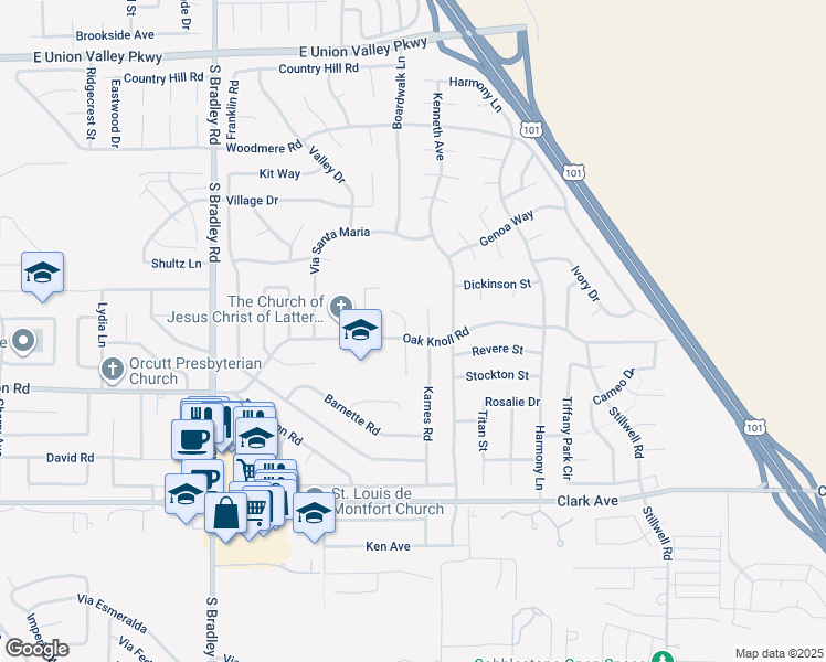 map of restaurants, bars, coffee shops, grocery stores, and more near 4650 Sweetbriar Ct in Santa Maria