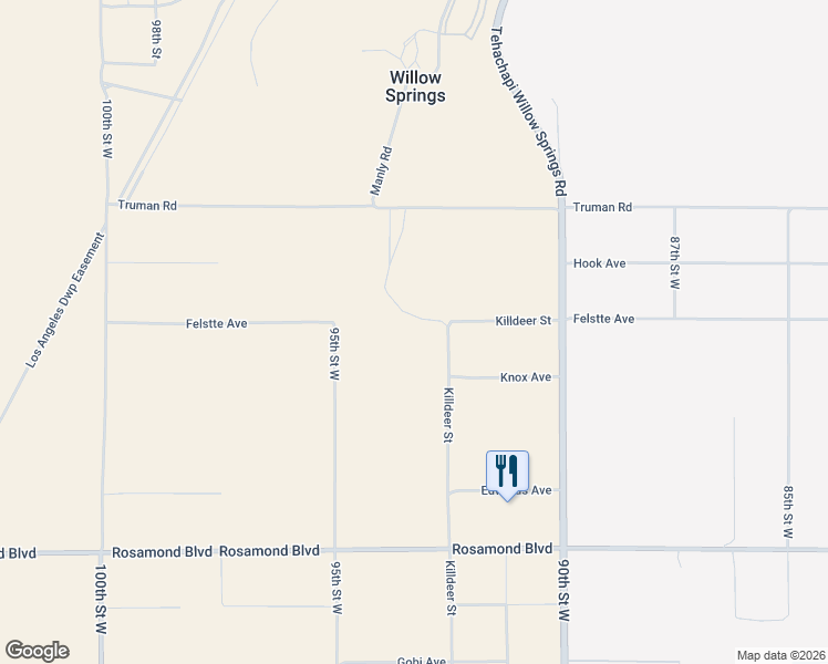 map of restaurants, bars, coffee shops, grocery stores, and more near in Rosamond