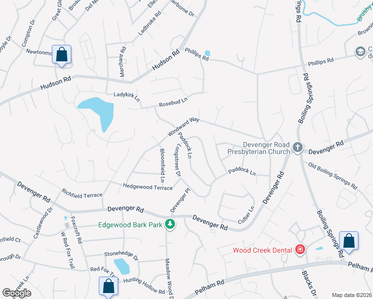 map of restaurants, bars, coffee shops, grocery stores, and more near 127 Paddock Drive in Greer