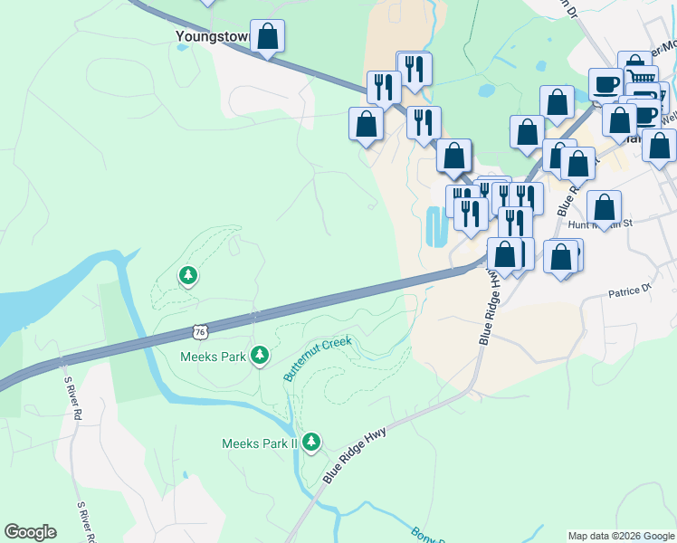 map of restaurants, bars, coffee shops, grocery stores, and more near Highway 515 in Blairsville