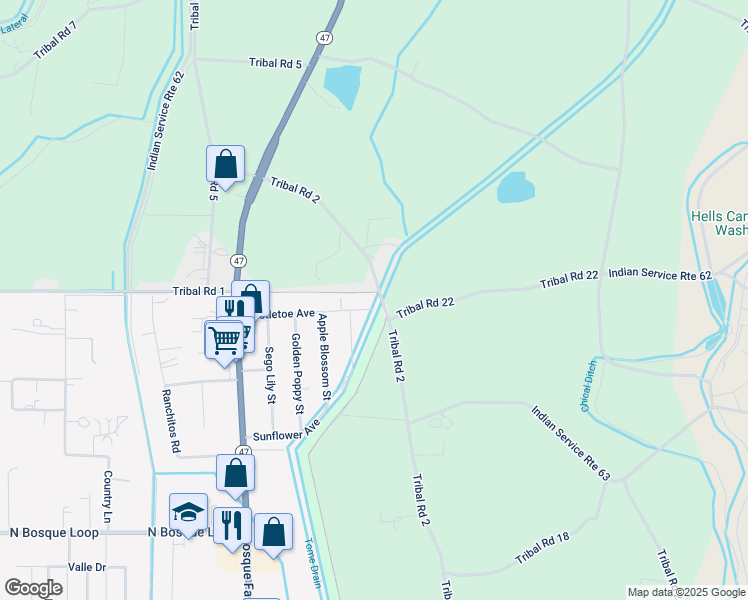 map of restaurants, bars, coffee shops, grocery stores, and more near 500 Mistletoe Avenue in Bosque Farms