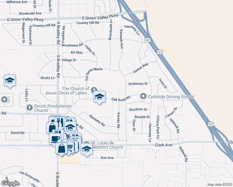 map of restaurants, bars, coffee shops, grocery stores, and more near 4650 Sweetbriar Court in Orcutt