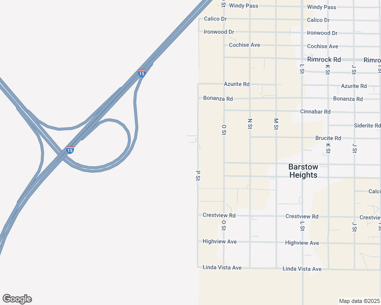 map of restaurants, bars, coffee shops, grocery stores, and more near P Street in Barstow