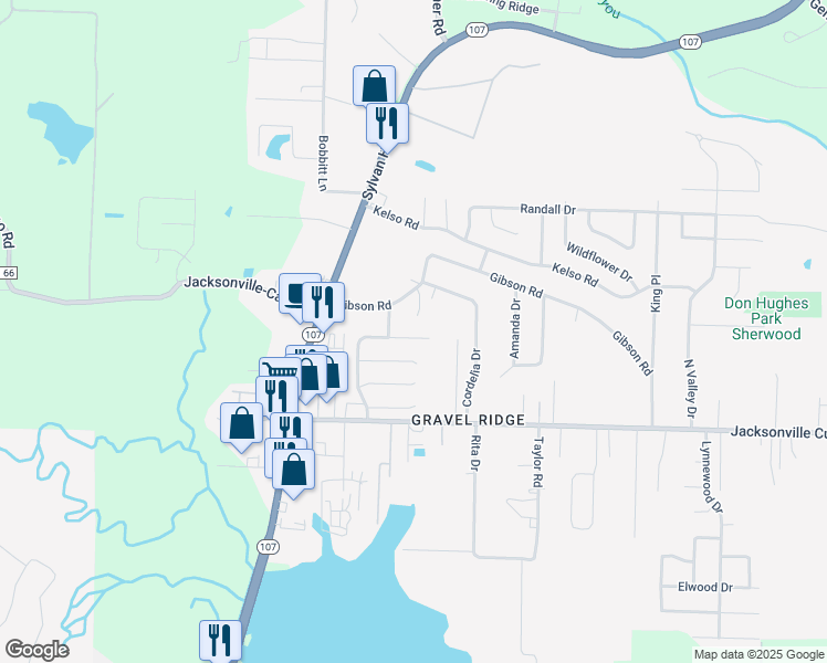 map of restaurants, bars, coffee shops, grocery stores, and more near 15 Pineridge Place in Jacksonville