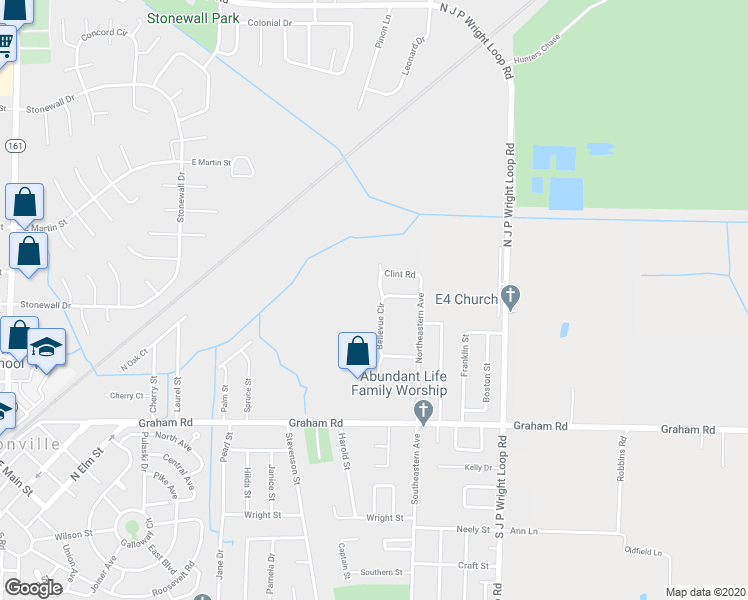 map of restaurants, bars, coffee shops, grocery stores, and more near 308 Bellewood Lane in Jacksonville