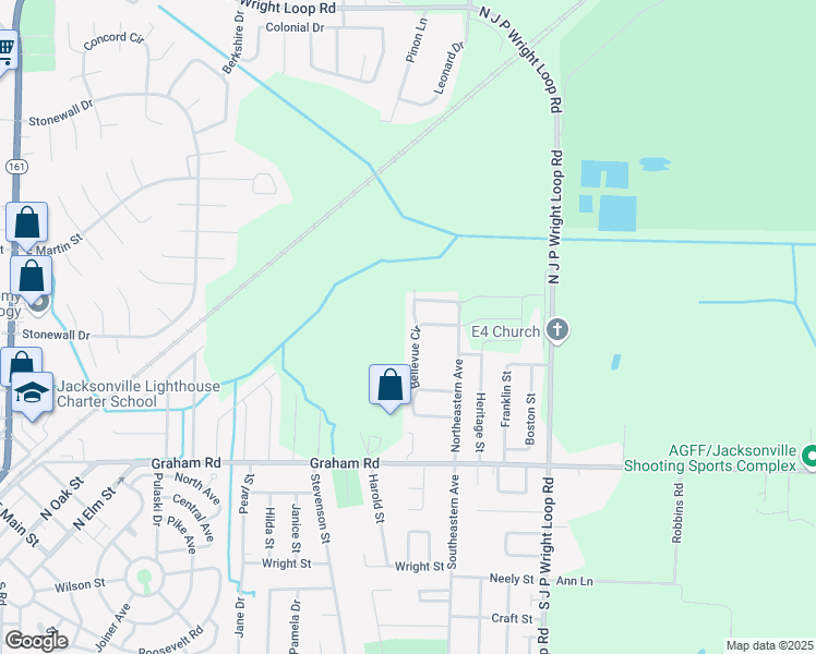 map of restaurants, bars, coffee shops, grocery stores, and more near 308 Bellewood Lane in Jacksonville
