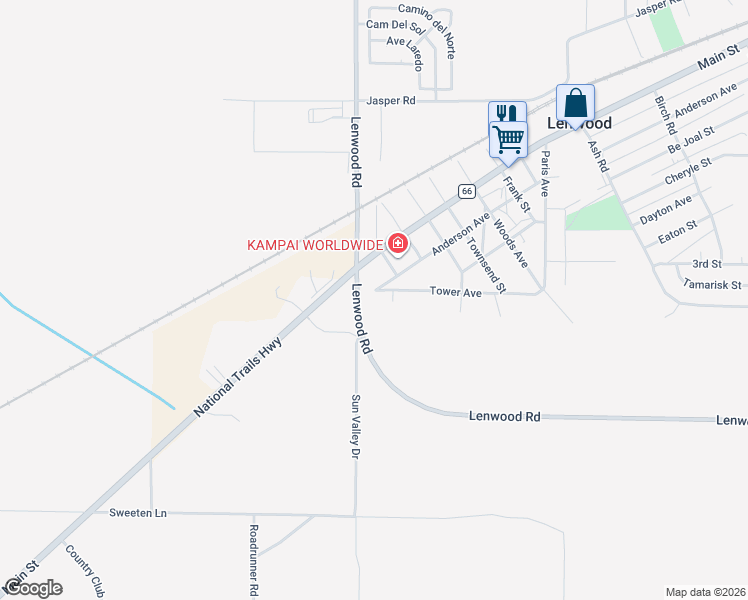 map of restaurants, bars, coffee shops, grocery stores, and more near 20931 Lenwood Road in Barstow