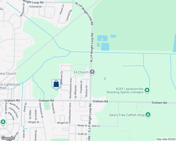 map of restaurants, bars, coffee shops, grocery stores, and more near 2312 Loop Acres Drive in Jacksonville