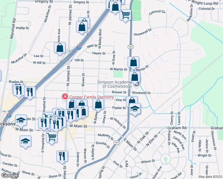 map of restaurants, bars, coffee shops, grocery stores, and more near 308 Brewer Street in Jacksonville