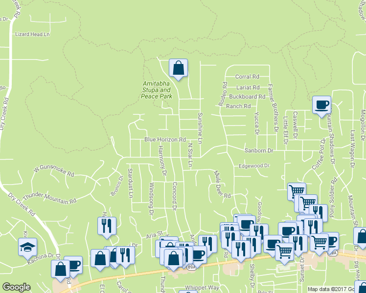 map of restaurants, bars, coffee shops, grocery stores, and more near 600 Andante Drive in Sedona