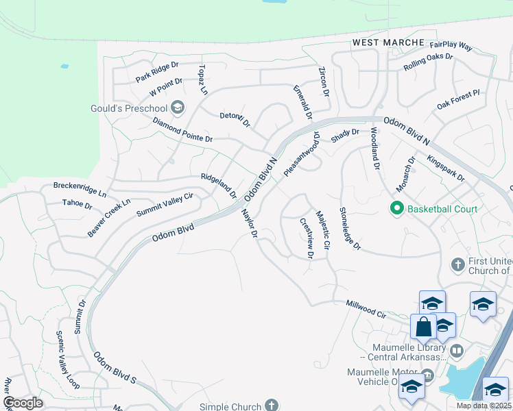 map of restaurants, bars, coffee shops, grocery stores, and more near 146 Pleasantwood Drive in Maumelle