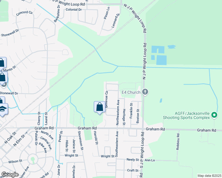 map of restaurants, bars, coffee shops, grocery stores, and more near 309 Bellevue Circle in Jacksonville