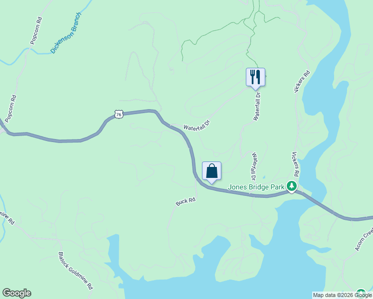 map of restaurants, bars, coffee shops, grocery stores, and more near 1105 Waterfall Drive in Clayton